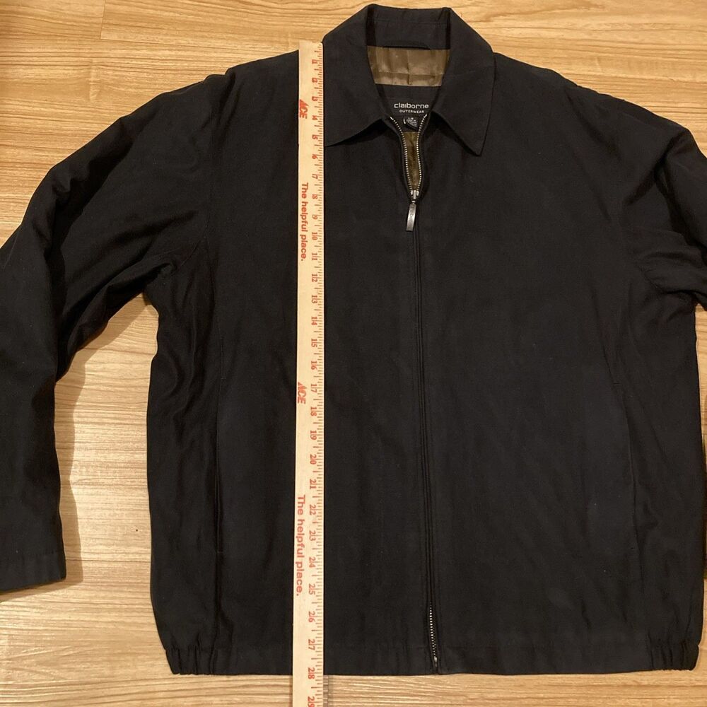 Claiborne Outerwear Mens L Black Soft Shell Jacket 90s Y2K Pockets Full Zip - Picture 10 of 13